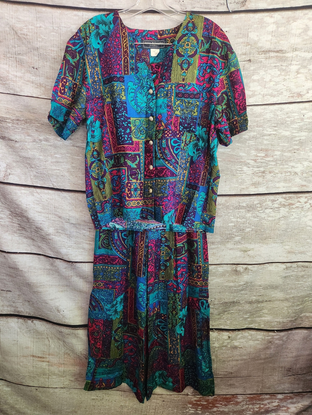 Vintage KNorton McNaughton Multicolor Paisley Print Skirt /Top